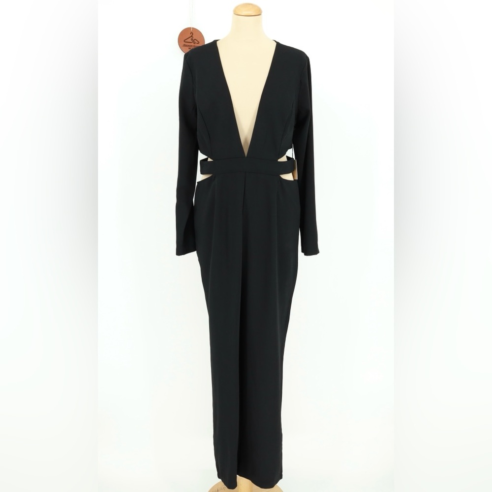 Revolve Superdown Mikah Long Sleeve Plunge Cutout Jumpsuit Elegant Evening Party